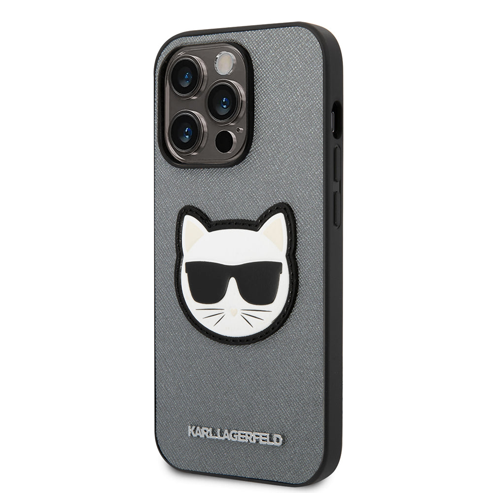 Futrola za Apple iPhone 14 Pro, Karl Lagerfeld, Saffiano Choupette's Head, Srebrna