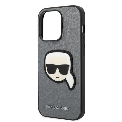 Futrola za Apple iPhone 14 Pro, Karl Lagerfeld, Saffiano Karl's Head, Srebrna