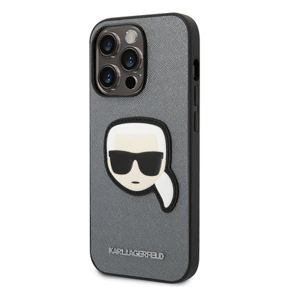 Futrola za Apple iPhone 14 Pro, Karl Lagerfeld, Saffiano Karl's Head, Srebrna