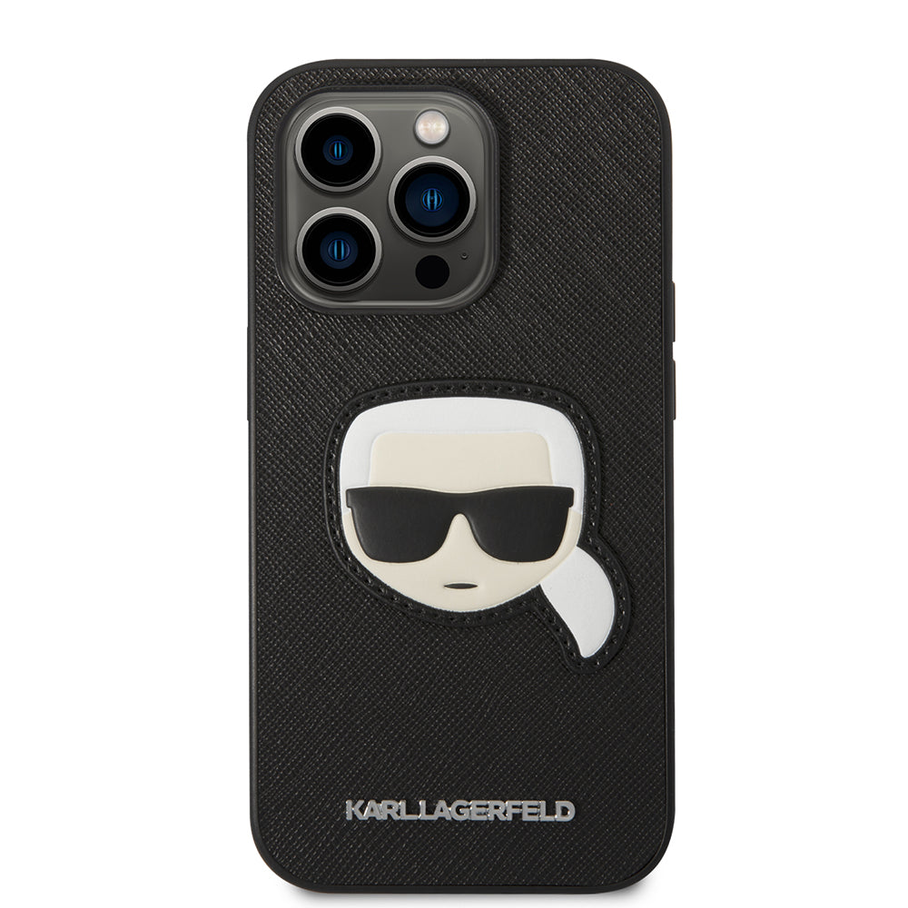 Futrola za Apple iPhone 14 Pro, Karl Lagerfeld, Saffiano Karl's Head, Crna