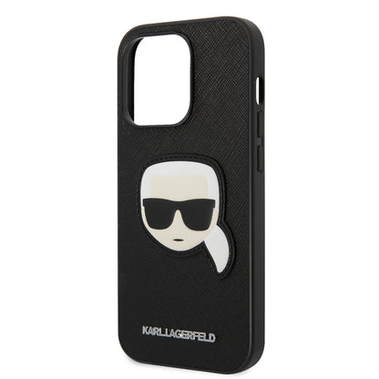 Futrola za Apple iPhone 14 Pro, Karl Lagerfeld, Saffiano Karl's Head, Crna