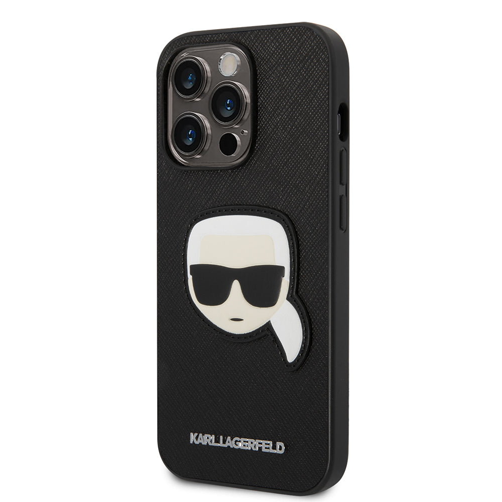 Futrola za Apple iPhone 14 Pro, Karl Lagerfeld, Saffiano Karl's Head, Crna