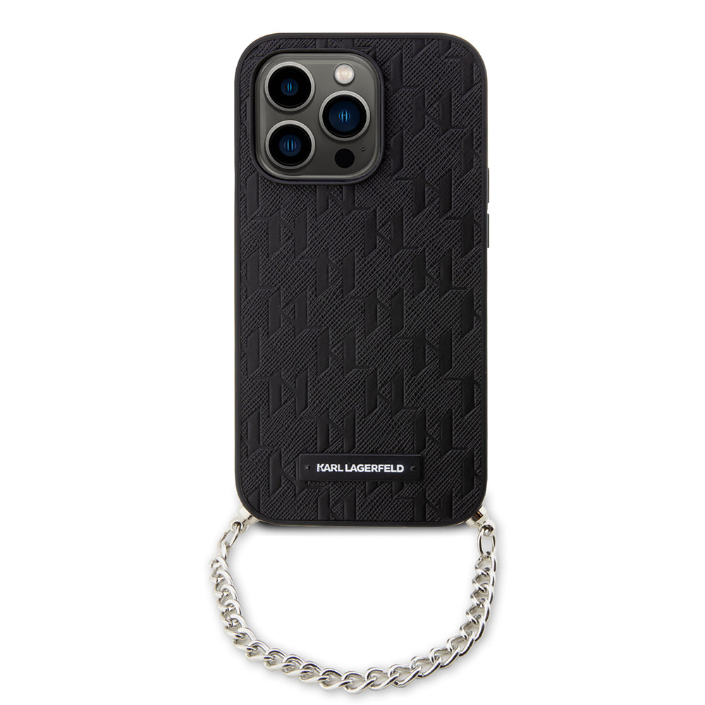 Futrola za Apple iPhone 14 Pro, Karl Lagerfeld, Saffiano Monogram Chain, Crna