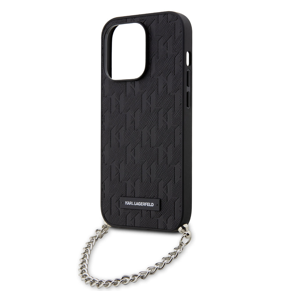 Futrola za Apple iPhone 14 Pro, Karl Lagerfeld, Saffiano Monogram Chain, Crna
