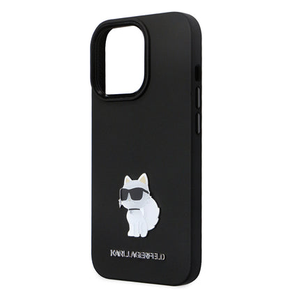 Futrola za Apple iPhone 14 Pro, Karl Lagerfeld, Silicone Choupette Metal, Crna
