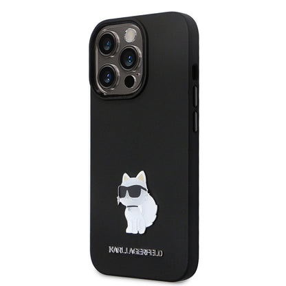 Futrola za Apple iPhone 14 Pro, Karl Lagerfeld, Silicone Choupette Metal, Crna