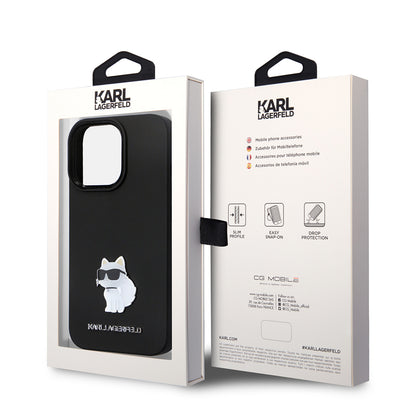 Futrola za Apple iPhone 14 Pro, Karl Lagerfeld, Silicone Choupette Metal, Crna