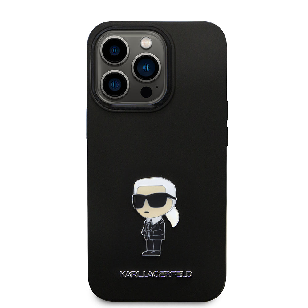 Futrola za Apple iPhone 14 Pro, Karl Lagerfeld, Silicone Ikonik Karl Metal, Crna