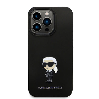 Futrola za Apple iPhone 14 Pro, Karl Lagerfeld, Silicone Ikonik Karl Metal, Crna