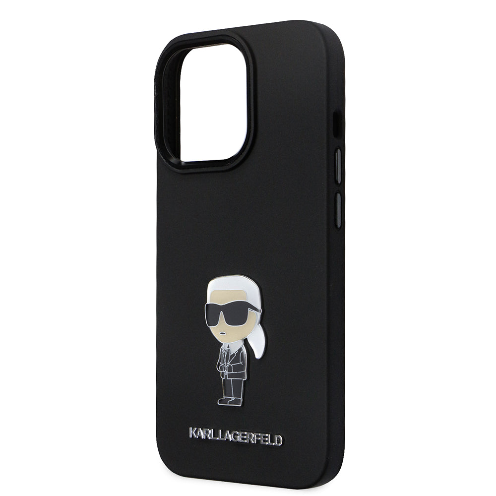 Futrola za Apple iPhone 14 Pro, Karl Lagerfeld, Silicone Ikonik Karl Metal, Crna