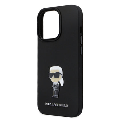 Futrola za Apple iPhone 14 Pro, Karl Lagerfeld, Silicone Ikonik Karl Metal, Crna