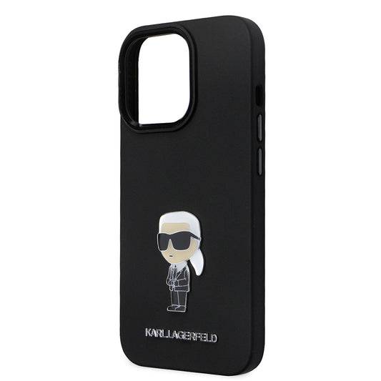 Futrola za Apple iPhone 14 Pro, Karl Lagerfeld, Silicone Ikonik Karl Metal, Crna