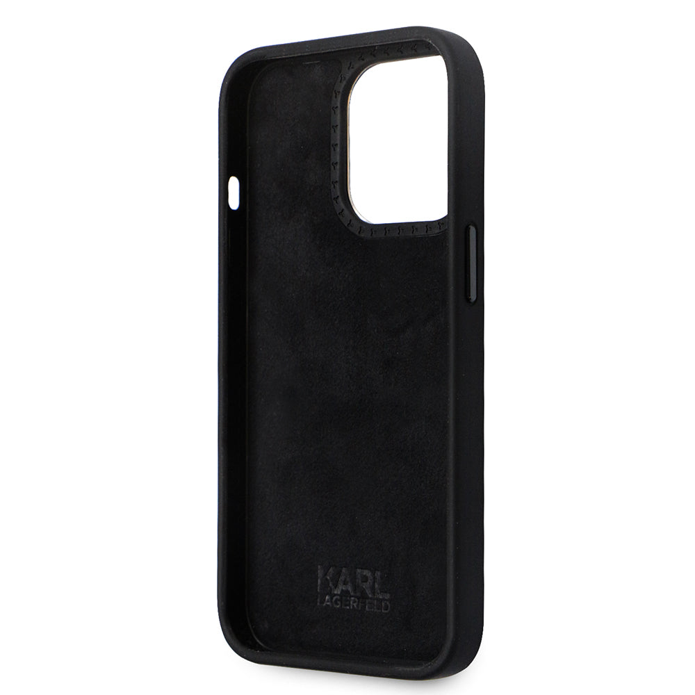 Futrola za Apple iPhone 14 Pro, Karl Lagerfeld, Silicone Ikonik Karl Metal, Crna