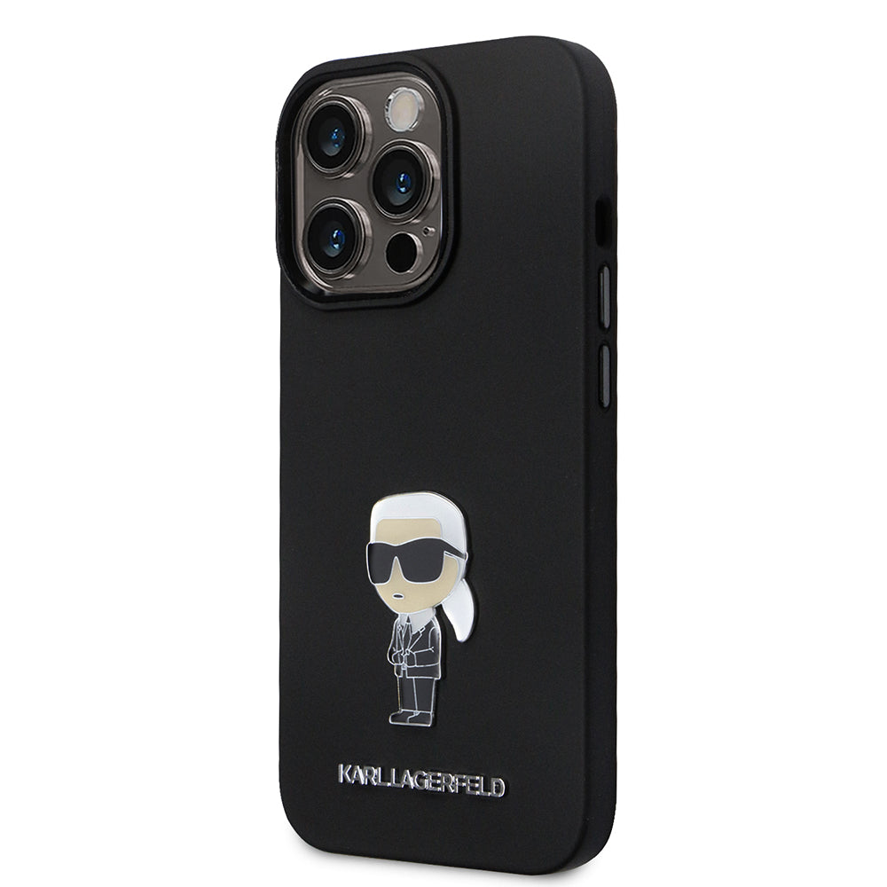 Futrola za Apple iPhone 14 Pro, Karl Lagerfeld, Silicone Ikonik Karl Metal, Crna