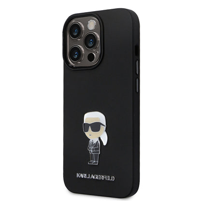 Futrola za Apple iPhone 14 Pro, Karl Lagerfeld, Silicone Ikonik Karl Metal, Crna