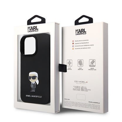 Futrola za Apple iPhone 14 Pro, Karl Lagerfeld, Silicone Ikonik Karl Metal, Crna