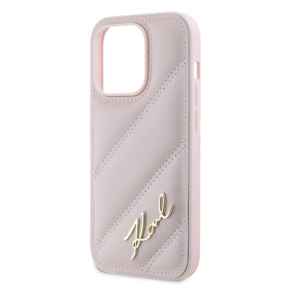 Futrola za Apple iPhone 14 Pro Max, Karl Lagerfeld, Diagonal Quilted Script, Roza