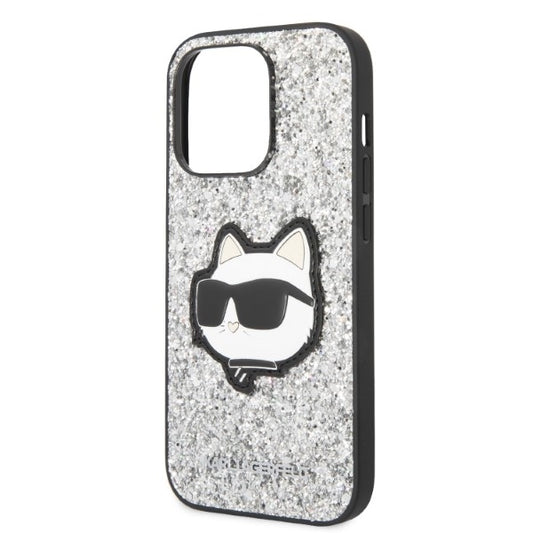 Futrola za Apple iPhone 14 Pro Max, Karl Lagerfeld, Glitter Choupette Patch, Srebrna