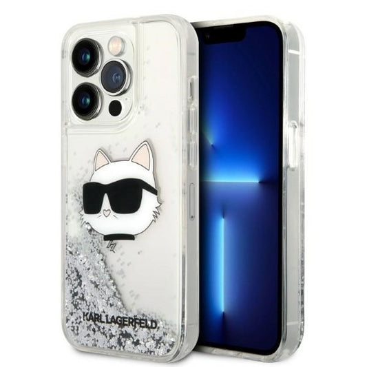 Futrola za Apple iPhone 14 Pro Max, Karl Lagerfeld, Glitter Choupette's Head, Srebrna