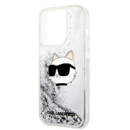 Futrola za Apple iPhone 14 Pro Max, Karl Lagerfeld, Glitter Choupette's Head, Srebrna