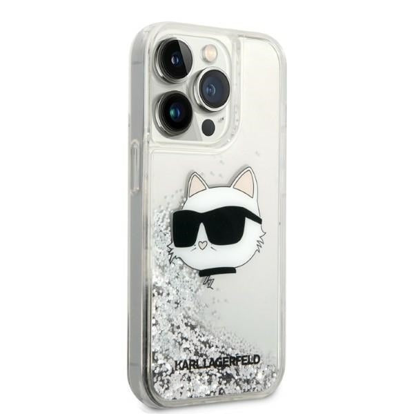 Futrola za Apple iPhone 14 Pro Max, Karl Lagerfeld, Glitter Choupette's Head, Srebrna