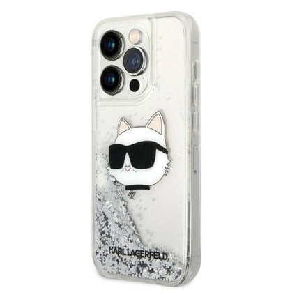 Futrola za Apple iPhone 14 Pro Max, Karl Lagerfeld, Glitter Choupette's Head, Srebrna