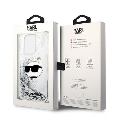 Futrola za Apple iPhone 14 Pro Max, Karl Lagerfeld, Glitter Choupette's Head, Srebrna