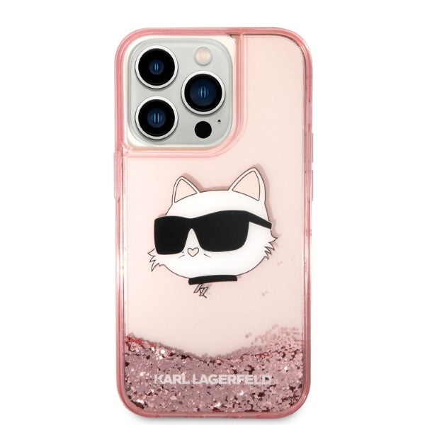Futrola za Apple iPhone 14 Pro Max, Karl Lagerfeld, Glitter Choupette's Head, Roza