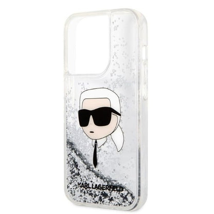 Futrola za Apple iPhone 14 Pro Max, Karl Lagerfeld, Glitter Karl's Head, Srebrna