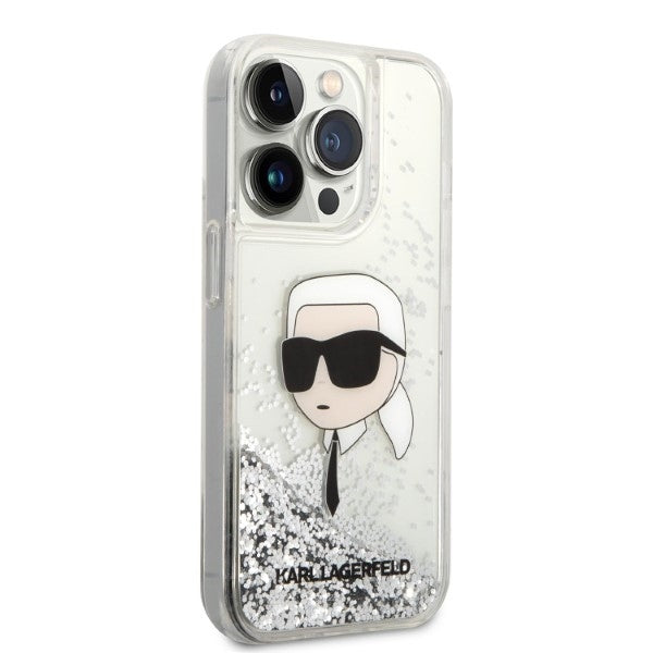 Futrola za Apple iPhone 14 Pro Max, Karl Lagerfeld, Glitter Karl's Head, Srebrna