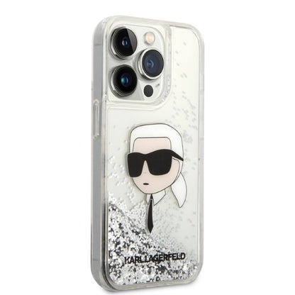 Futrola za Apple iPhone 14 Pro Max, Karl Lagerfeld, Glitter Karl's Head, Srebrna