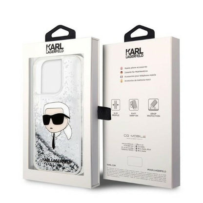 Futrola za Apple iPhone 14 Pro Max, Karl Lagerfeld, Glitter Karl's Head, Srebrna