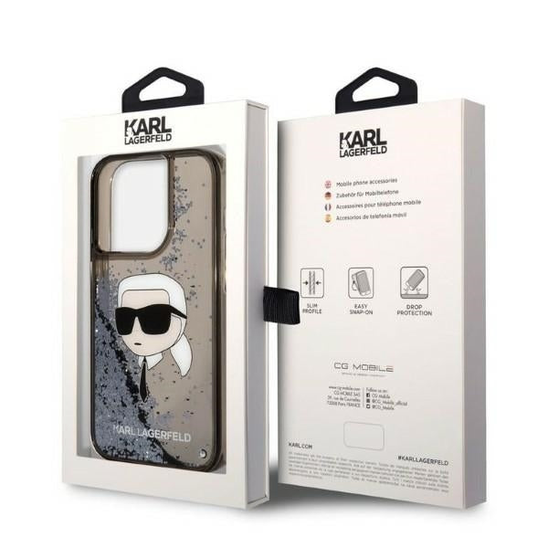 Futrola za Apple iPhone 14 Pro Max, Karl Lagerfeld, Glitter Karl's Head, Crna