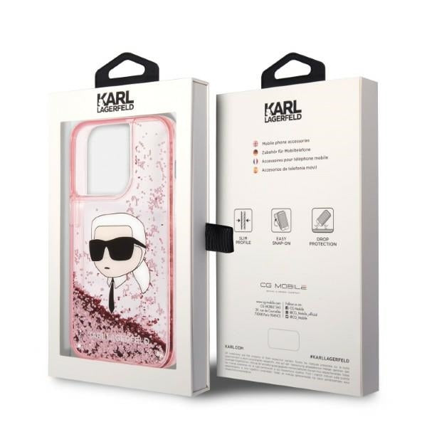 Futrola za Apple iPhone 14 Pro Max, Karl Lagerfeld, Glitter Karl's Head, Roza