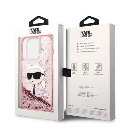 Futrola za Apple iPhone 14 Pro Max, Karl Lagerfeld, Glitter Karl's Head, Roza