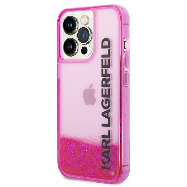 Futrola za Apple iPhone 14 Pro Max, Karl Lagerfeld, Liquid Glitter KL Logo, Roza