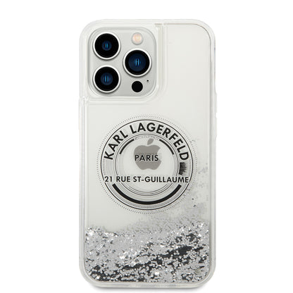 Futrola za Apple iPhone 14 Pro Max, Karl Lagerfeld, Liquid Glitter RSG, Srebrna