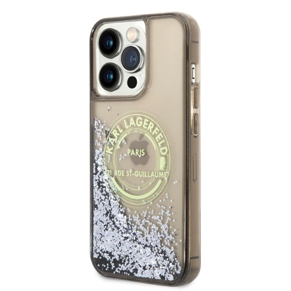 Futrola za Apple iPhone 14 Pro Max, Karl Lagerfeld, Liquid Glitter RSG, Crna