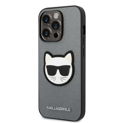 Futrola za Apple iPhone 14 Pro Max, Karl Lagerfeld, Saffiano Choupette's Head, Srebrna