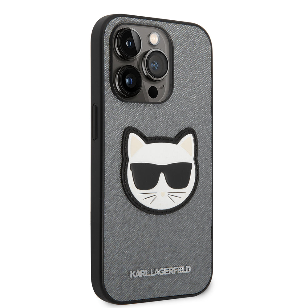 Futrola za Apple iPhone 14 Pro Max, Karl Lagerfeld, Saffiano Choupette's Head, Srebrna