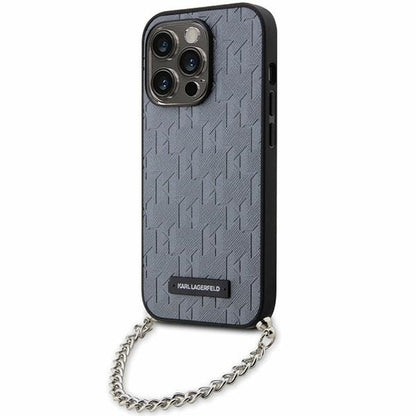 Futrola za Apple iPhone 14 Pro Max, Karl Lagerfeld, Saffiano Monogram Chain, Srebrna