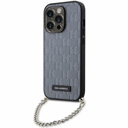 Futrola za Apple iPhone 14 Pro Max, Karl Lagerfeld, Saffiano Monogram Chain, Srebrna