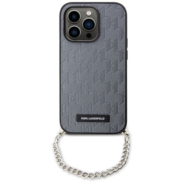 Futrola za Apple iPhone 14 Pro Max, Karl Lagerfeld, Saffiano Monogram Chain, Srebrna