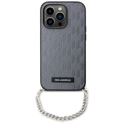Futrola za Apple iPhone 14 Pro Max, Karl Lagerfeld, Saffiano Monogram Chain, Srebrna