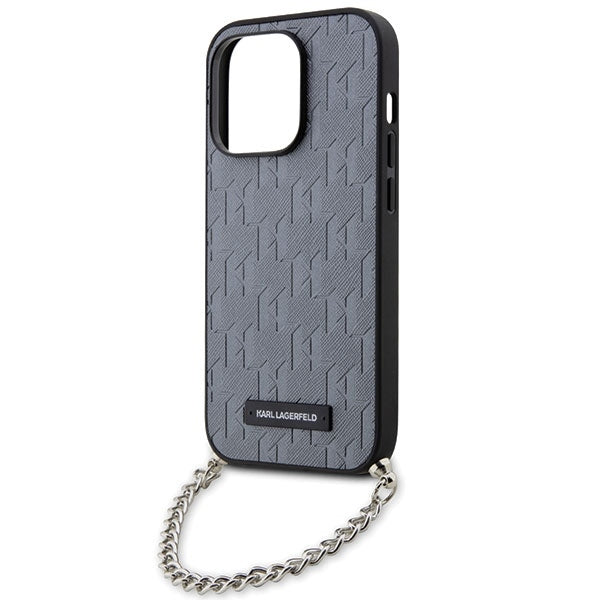 Futrola za Apple iPhone 14 Pro Max, Karl Lagerfeld, Saffiano Monogram Chain, Srebrna