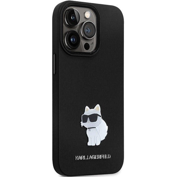 Futrola za Apple iPhone 14 Pro Max, Karl Lagerfeld, Silicone Choupette Metal, Crna
