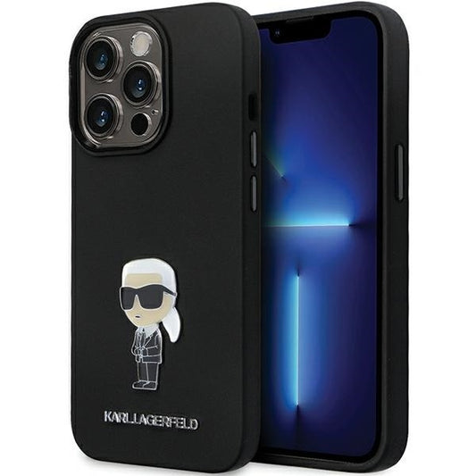 Futrola za Apple iPhone 14 Pro Max, Karl Lagerfeld, Silicone Ikonik Karl Metal, Crna