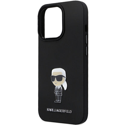 Futrola za Apple iPhone 14 Pro Max, Karl Lagerfeld, Silicone Ikonik Karl Metal, Crna