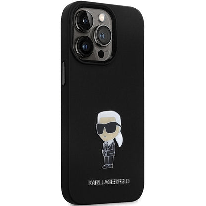 Futrola za Apple iPhone 14 Pro Max, Karl Lagerfeld, Silicone Ikonik Karl Metal, Crna