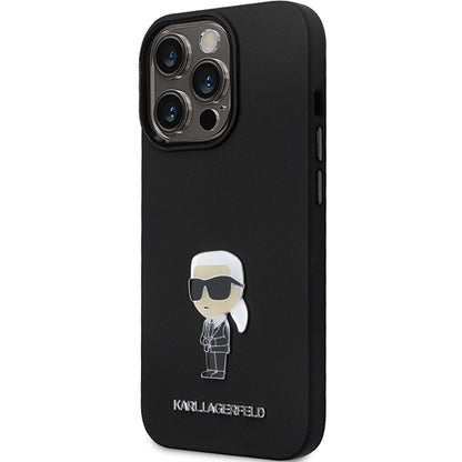 Futrola za Apple iPhone 14 Pro Max, Karl Lagerfeld, Silicone Ikonik Karl Metal, Crna